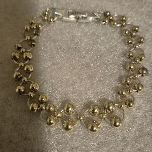 Napier Two Tone Vintage Beaded Chain Bracelet, Gold and Silver Tone 8"